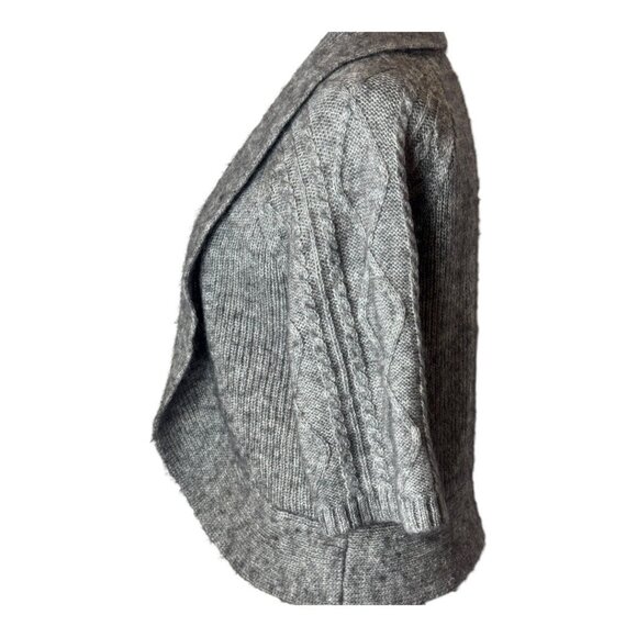 Chico's Sweater Women Medium Gray Wool Blend Cable Knit Open Bolero Cardigan - Picture 6 of 10